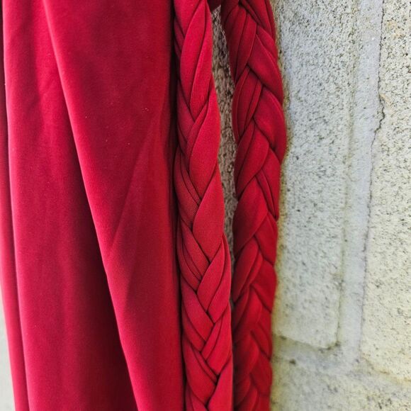 MISA LOS ANGELES RED WRAP MAXI DRESS | SILKY DRAPE | RESORT TO WEDDING SIZE S - Picture 2 of 6